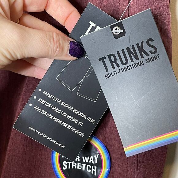 TRUNKS | Maroon multi-functional hybrid shorts beach to street | Men's size 30 - Picture 3 of 6